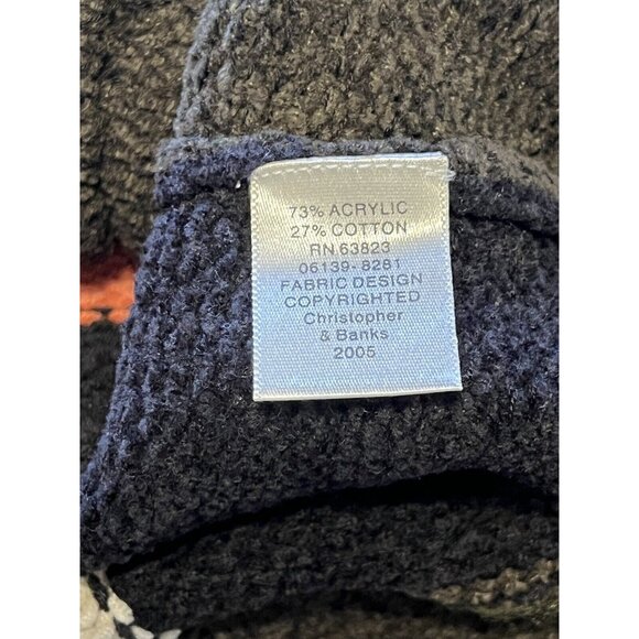 Christopher Banks Crochet Tight Knit Sweater Big Button Cardigan Size Medium - Picture 11 of 12